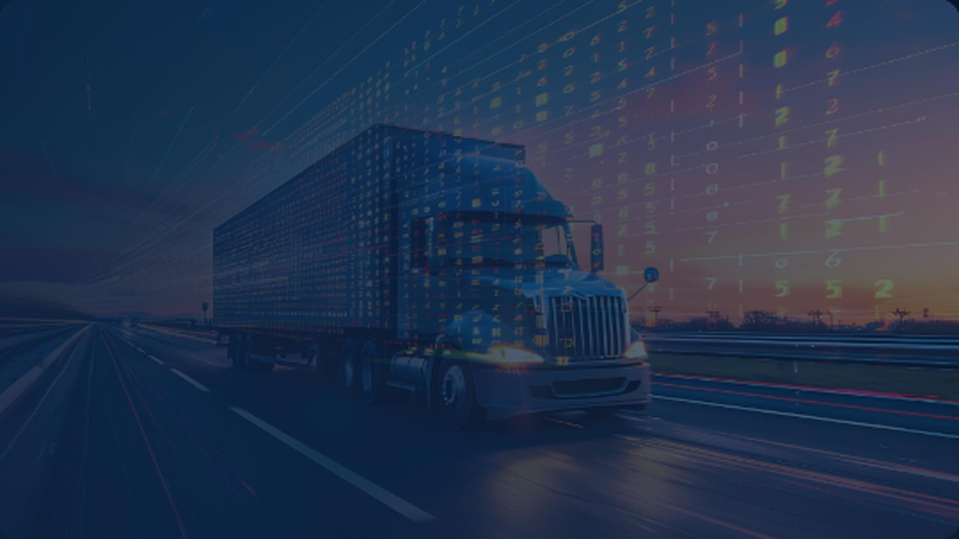Tractocamión de MAEM Logistics en carretera al atardecer